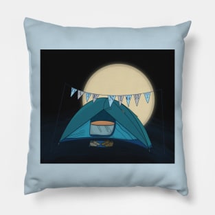 Camping Date Night Illustration Pillow