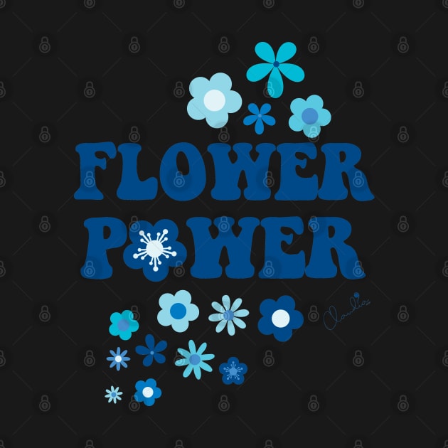 Beautiful Cool Blues Flower Power Seamless Pattern Print by ClaudiaFlores