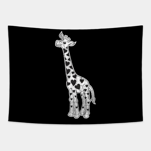 Cute Funny Giraffe With Hearty Fur Pattern Tapestry by FancyTeeDesigns