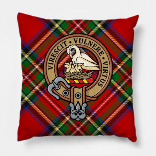 Clan Stewart Crest over Royal Tartan Pillow