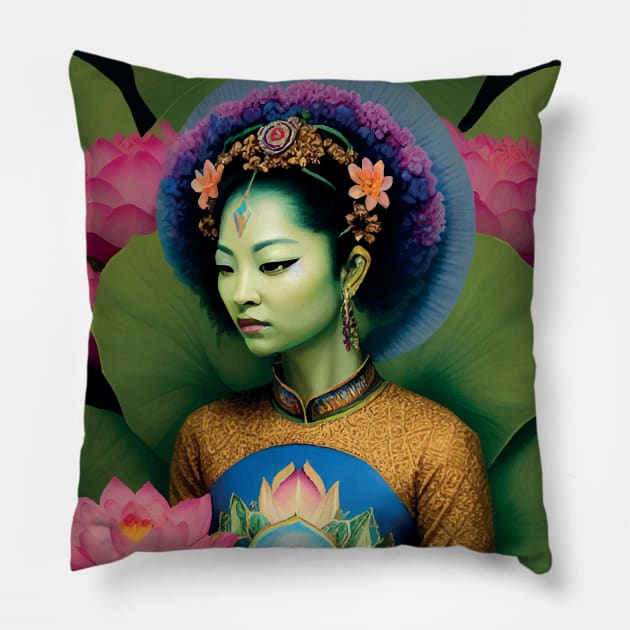 Green Tara Goddess Pillow by mariasshop