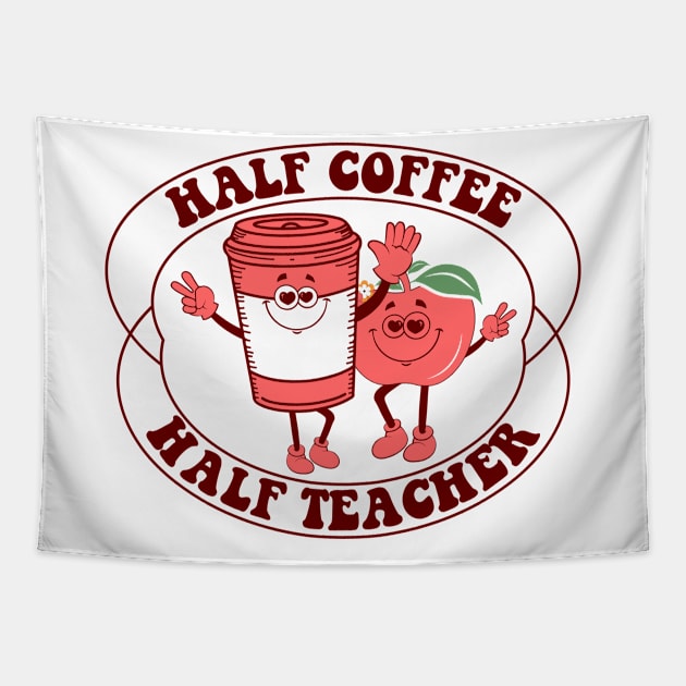 Half Coffee Half Teacher Tapestry by LimeGreen