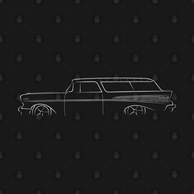 front/profile 195 Chevy Nomad - stencil, white by mal_photography