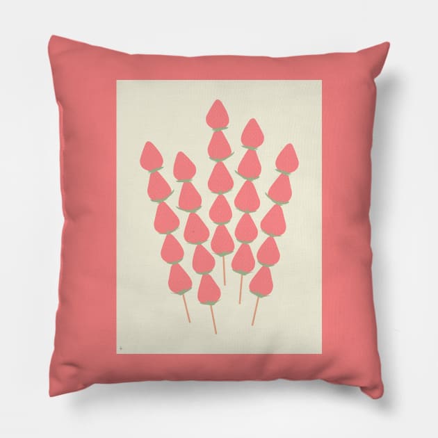 Candied Strawberries Pillow by lymancreativeco