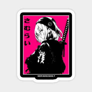 Cyberpunk Girl Samurai Warrior Anime Streetwear Magnet