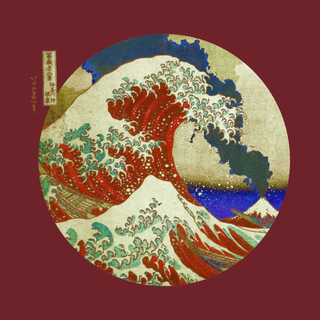 The Great Wave Off Kanagawa Mount Fuji Erupting by tonylonder