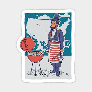 Fun 4th of July Abraham Lincoln Grilling BBQ // Funny America Summer Magnet