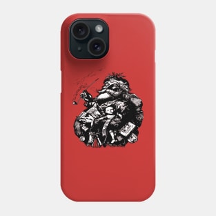 Vintage Style Black Ink Illustration Of Santa Claus Phone Case