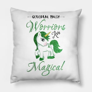 Cerebral Palsy Warriors Are Magical, Cute Green Unicorn Pillow