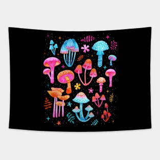 Trippy Watercolor Mushrooms Tapestry