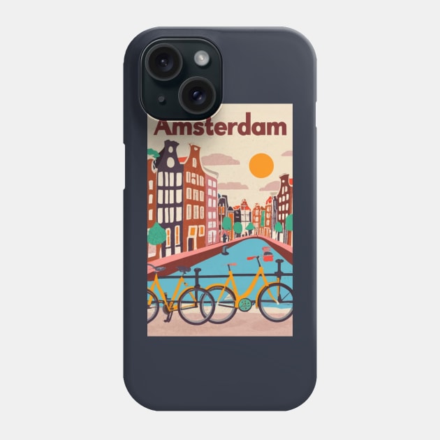 A Vintage Travel Art of Amsterdam - Netherlands Phone Case by goodoldvintage