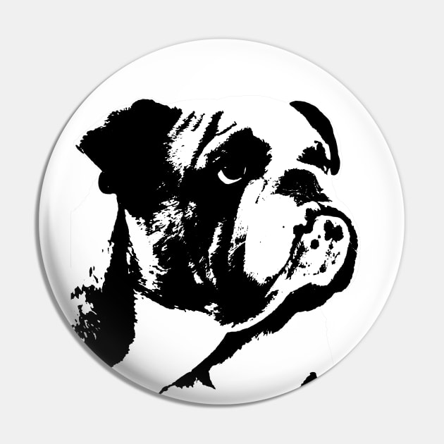 Bulldog B&W Pin by GrizzlyVisionStudio