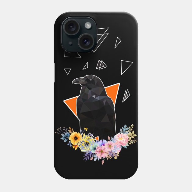 Raven with flowers Phone Case by Jackson Lester