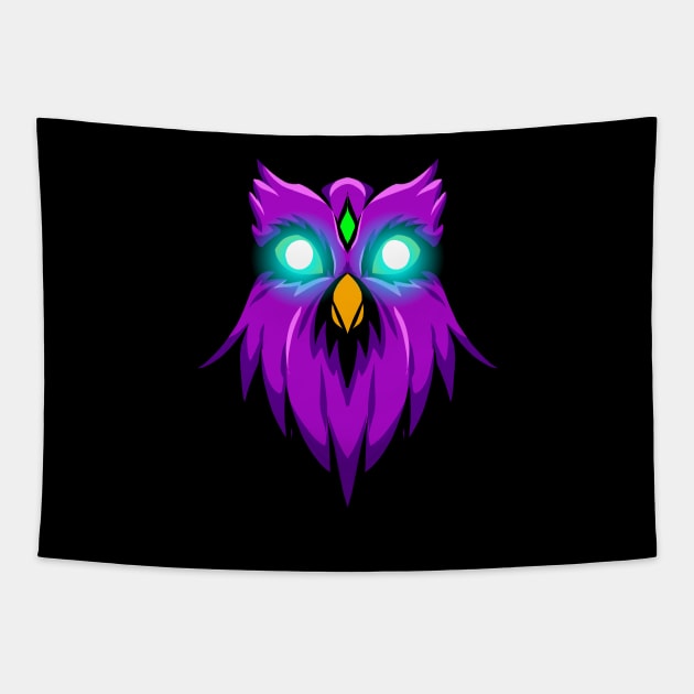 owl with glowing eyes Tapestry by Brown777