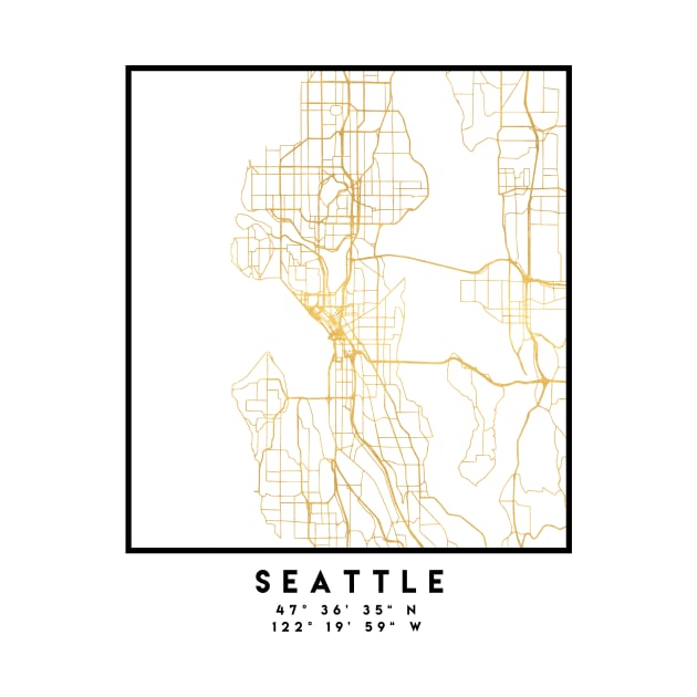 SEATTLE WASHINGTON CITY STREET MAP ART by deificusArt