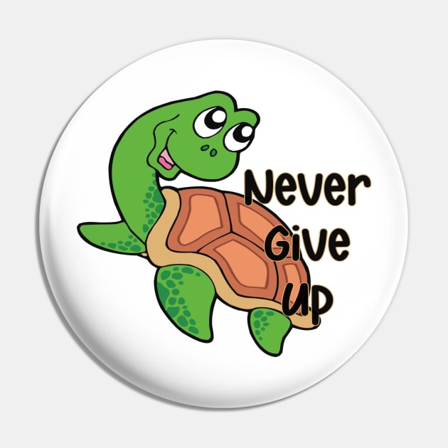 Never Give Up - Inspirational Turtle Gift Pin by Animal Specials