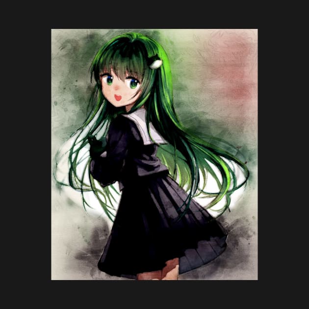 Kochiya Sanae Anime Watercolor by Isamu Studio