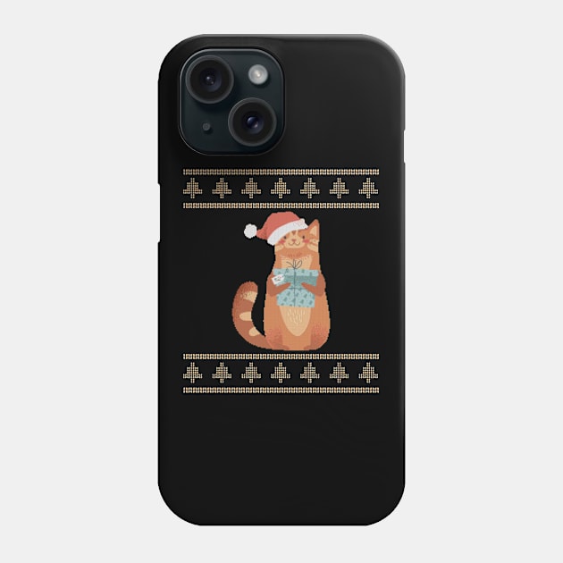 Christmas - Ugly Christmas Cat Phone Case by Shiva121