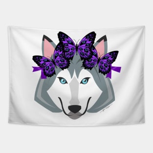 Lupus Wolf wearing Hope Butterfly Headband Tapestry