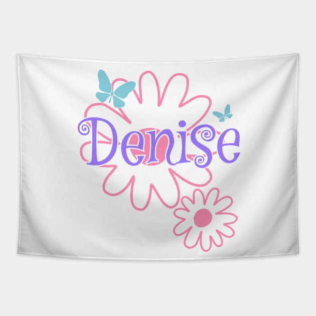 Denise Girls Name Daisy Butterflies Tapestry by xsylx