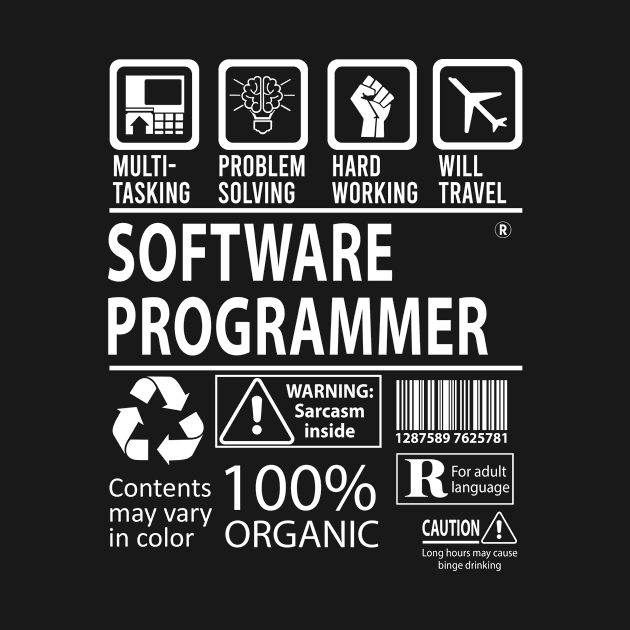 Software Programmer T Shirt - MultiTasking Certified Job Gift Item Tee by Aquastal