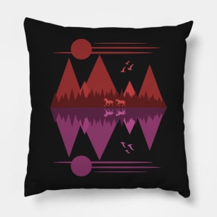 Wild Horses (Red/Purple) Pillow