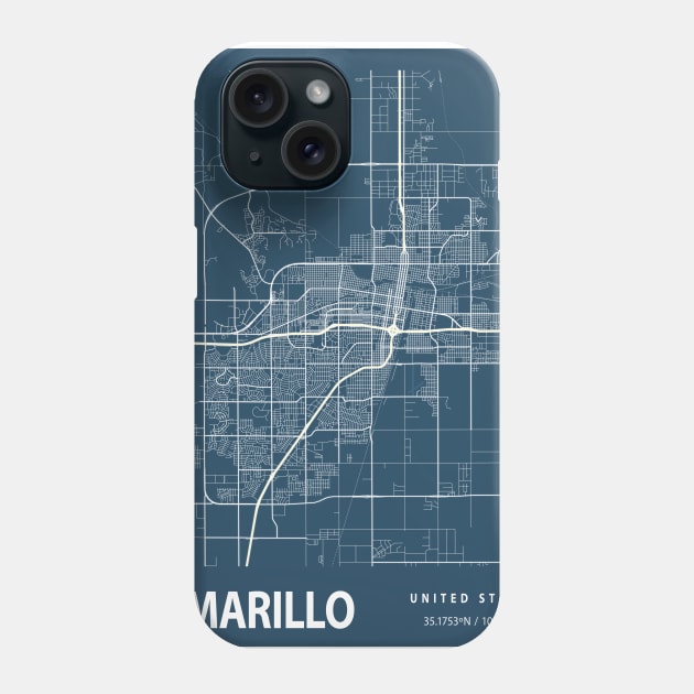 Amarillo Blueprint Street Map, Amarillo Colour Map Prints Phone Case by tienstencil