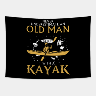 Old Man with a Kayak Gift Hobby Canoe Tapestry