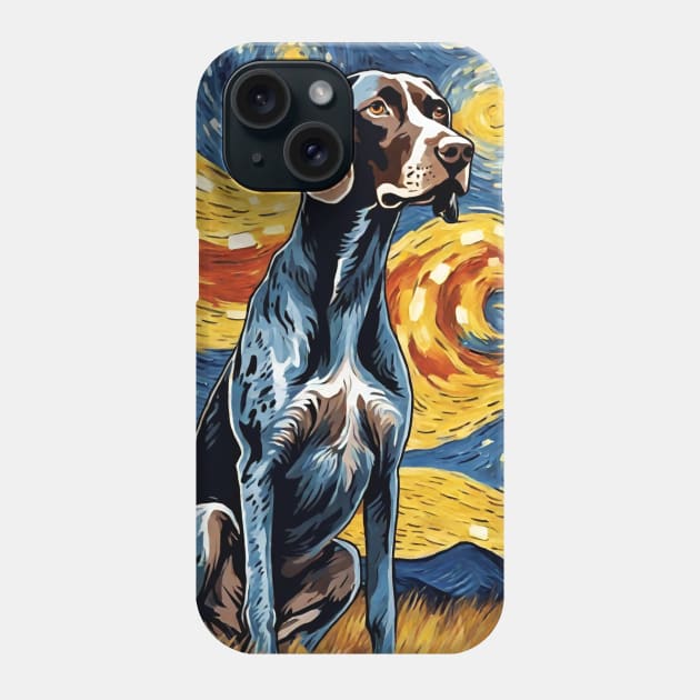 German Shorthaired Pointer Dog Breed Painting in a Van Gogh Starry Night Art Style Phone Case by Art-Jiyuu