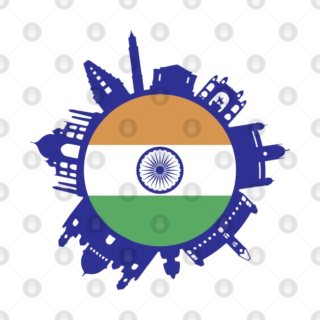 India Skyline India Flag Delhi Mumbai Chennai Kolkata by alltheprints