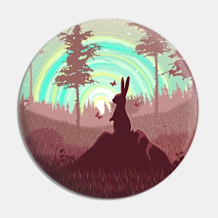 Colorful rabbit landscape Pin