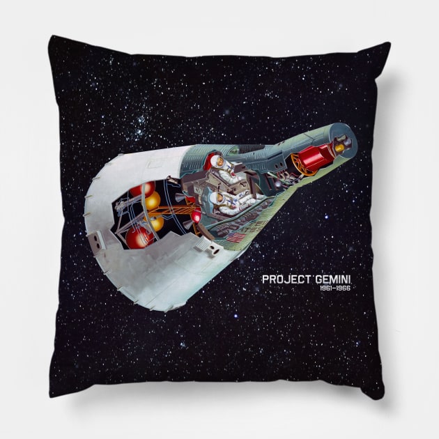 Gemini Spacecraft Retro 1960's Cutaway Spaceship Diagram Pillow by Maljonic