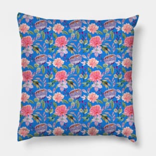 Repeated Watercolor Flower Pattern Pillow