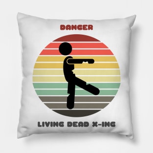 Sunset Zombie / Danger: Living Dead Crossing Pillow