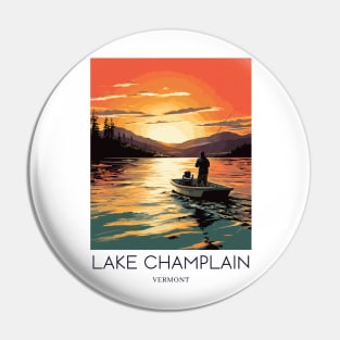 A Pop Art Travel Print of Lake Champlain - Vermont - US Pin