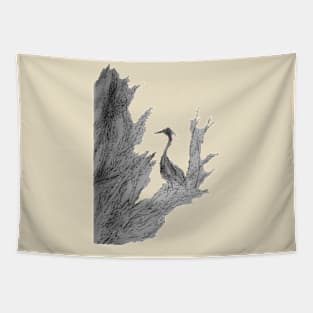 Grayscale blue heron Tapestry