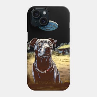 UFOs 2: My Dog Thinks UFOs Are Real on a dark (Knocked out) background Phone Case