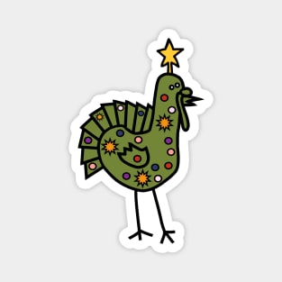 Funny Christmas Tree Thanksgiving Turkey Magnet