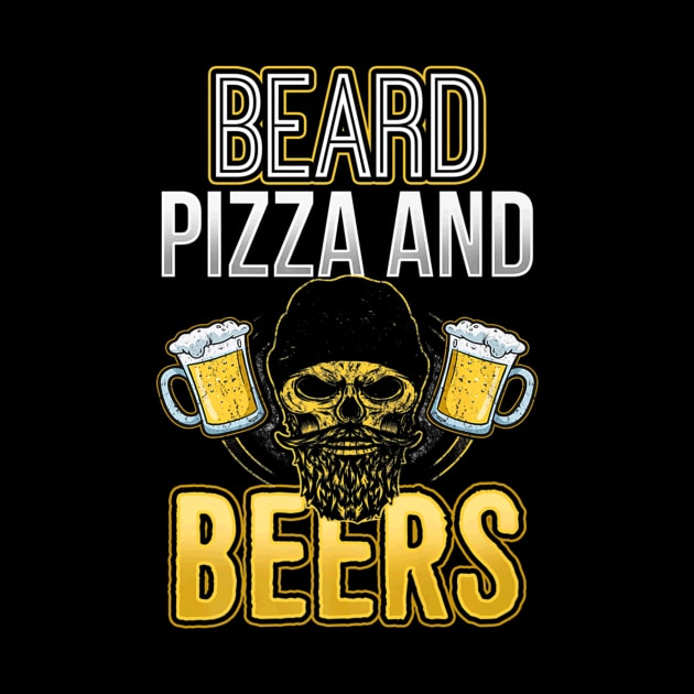 Beard Pizza And Beer Skull by Watermelon Wearing Sunglasses