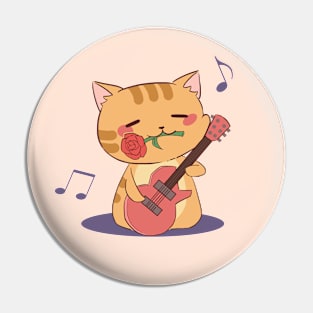 Cute Chibi Cat Playing Guitar I Pin