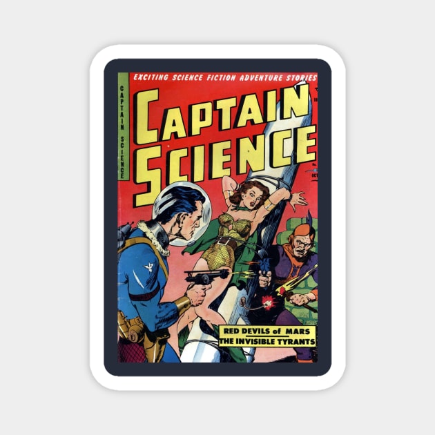 Captain Science Rocket Comic Cover Magnet by Weirdette