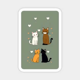 Cats Love and Hearts Magnet