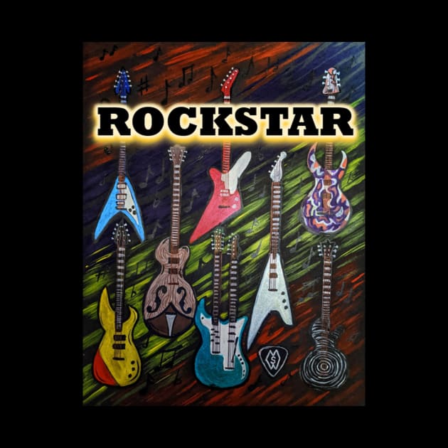 Rockstar with electric guitars by Matt Starr Fine Art