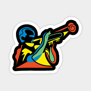 Modern Art Trumpet Musician Magnet