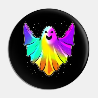 LGBTQ Colorful Happy Ghost Halloween Pin