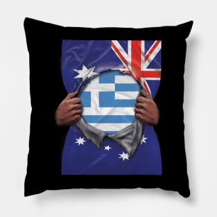 Greece Flag Australian Flag Ripped - Gift for Greek From Greece Pillow