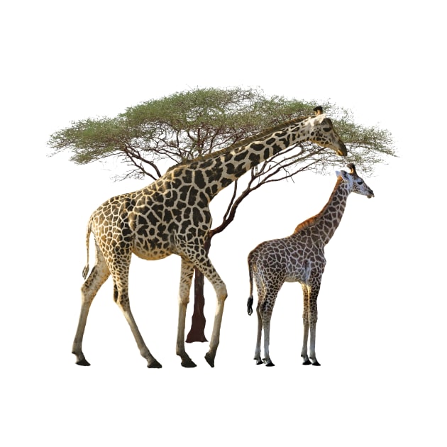 Giraffe-Mama with a Baby - Safari in Kenya / Africa by T-SHIRTS UND MEHR