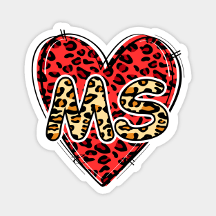 Love MISSISSIPPI Leopard Heart MS Magnet