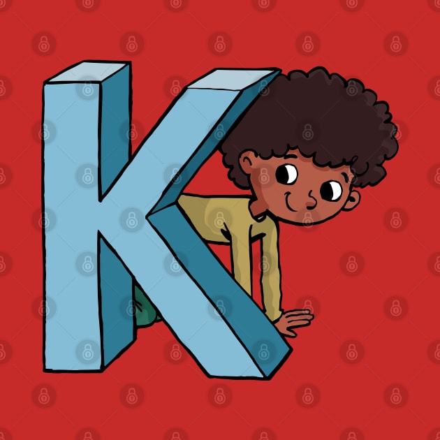 boy is hiding behind the capital letter K by duxpavlic
