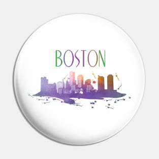 Boston Watercolor skyline Pin